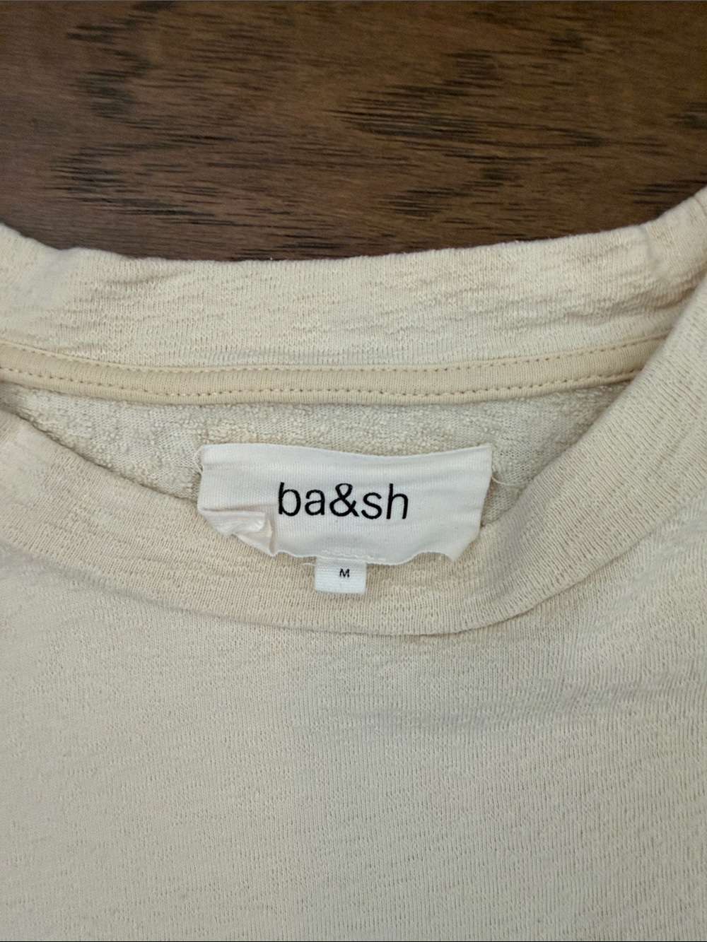 ba&sh Pio Short Sleeve Boxy Tee Knit T-Shirt Ivory Cream Size Medium M - Picture 3 of 9
